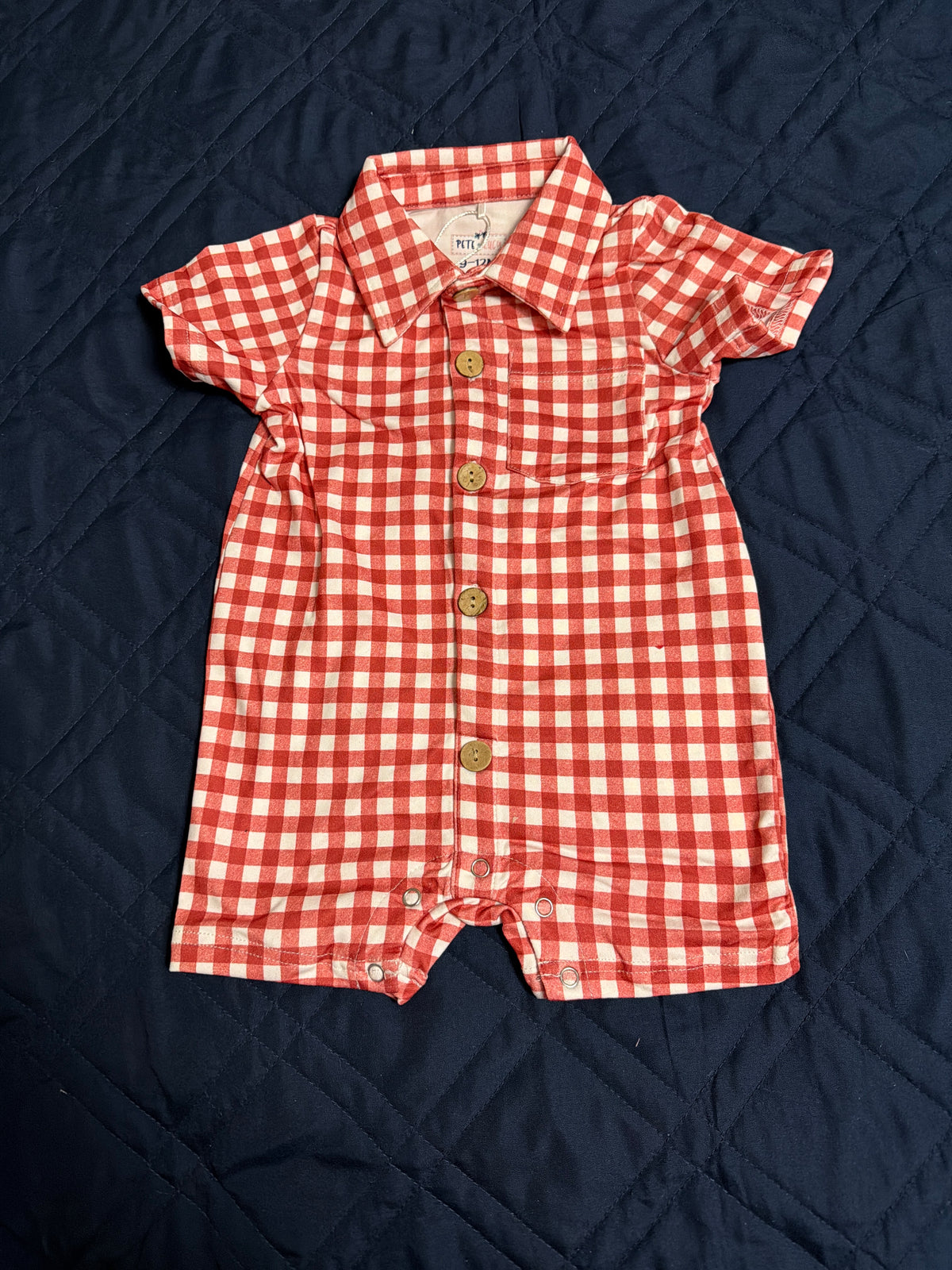 Gingham picnic romper boy 