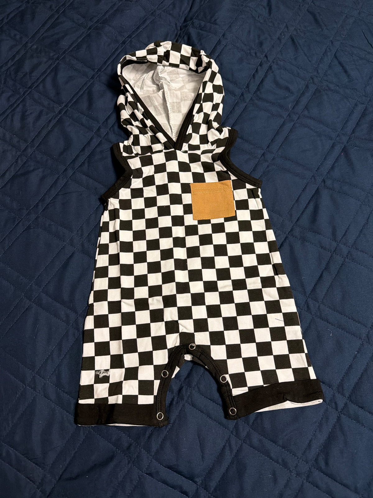 Black-and-white checkered short set