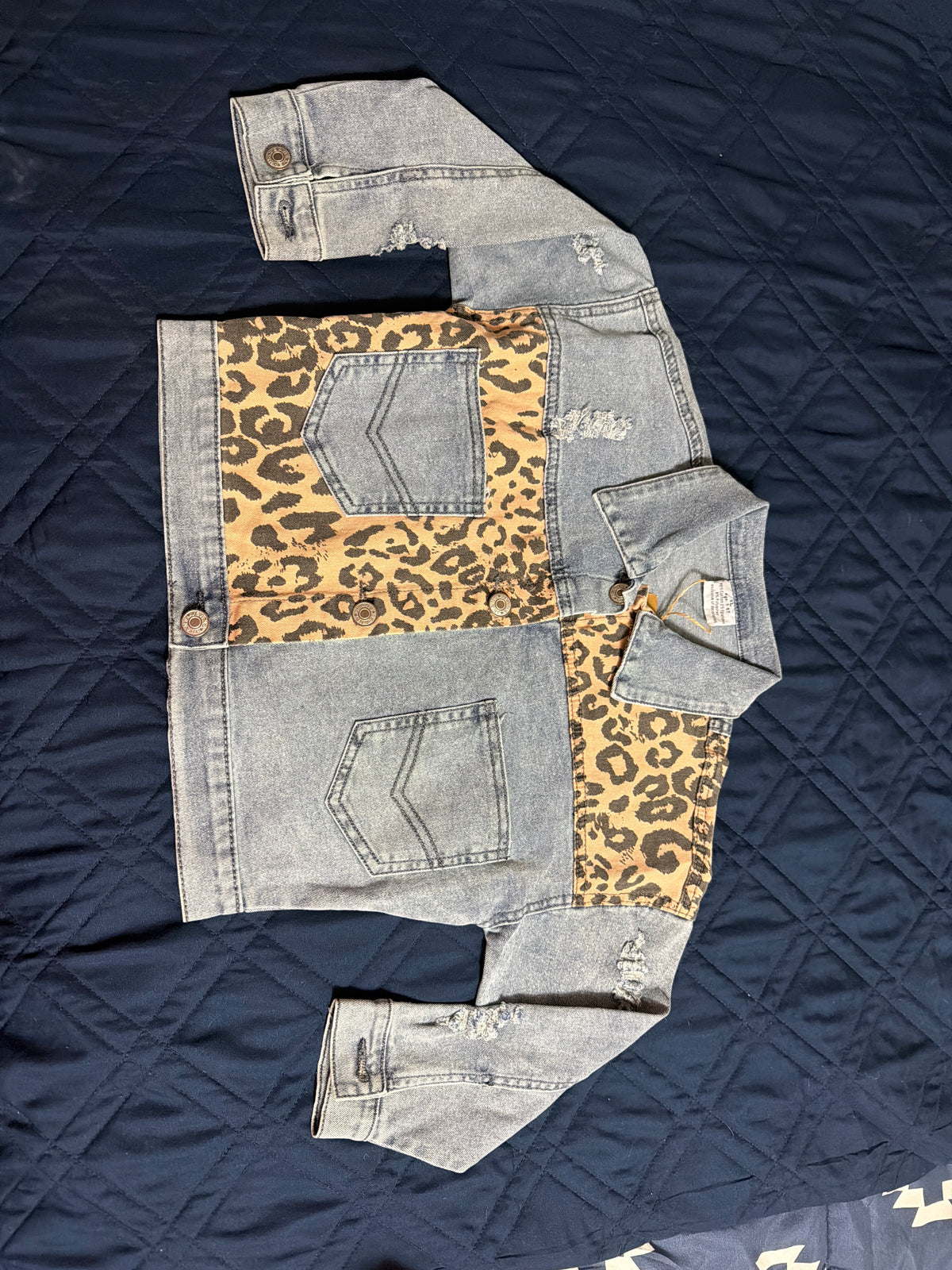 Leopard print denim jacket