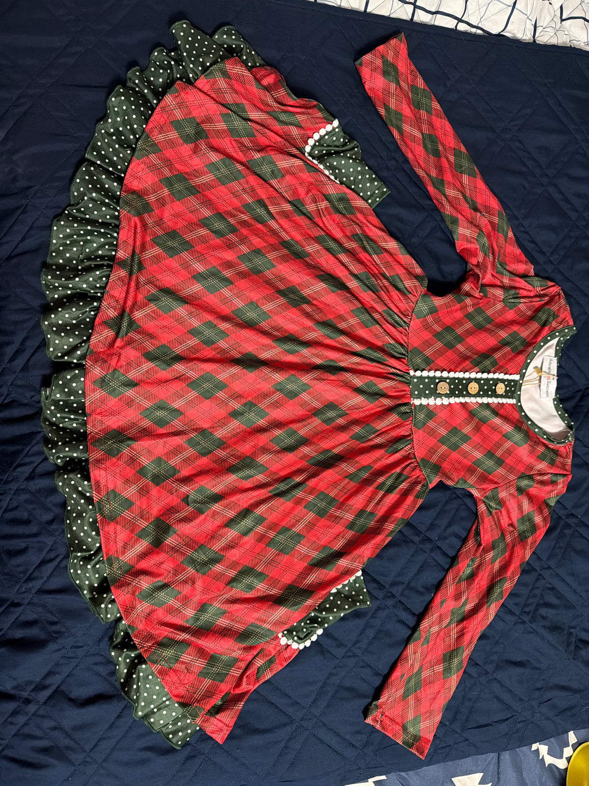Red and green plaid holiday dress