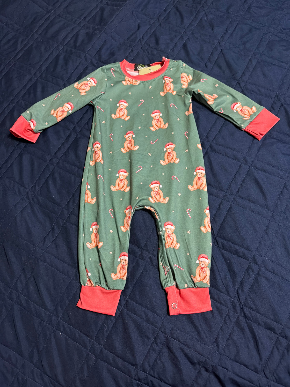 Christmas teddy romper by clover cottage