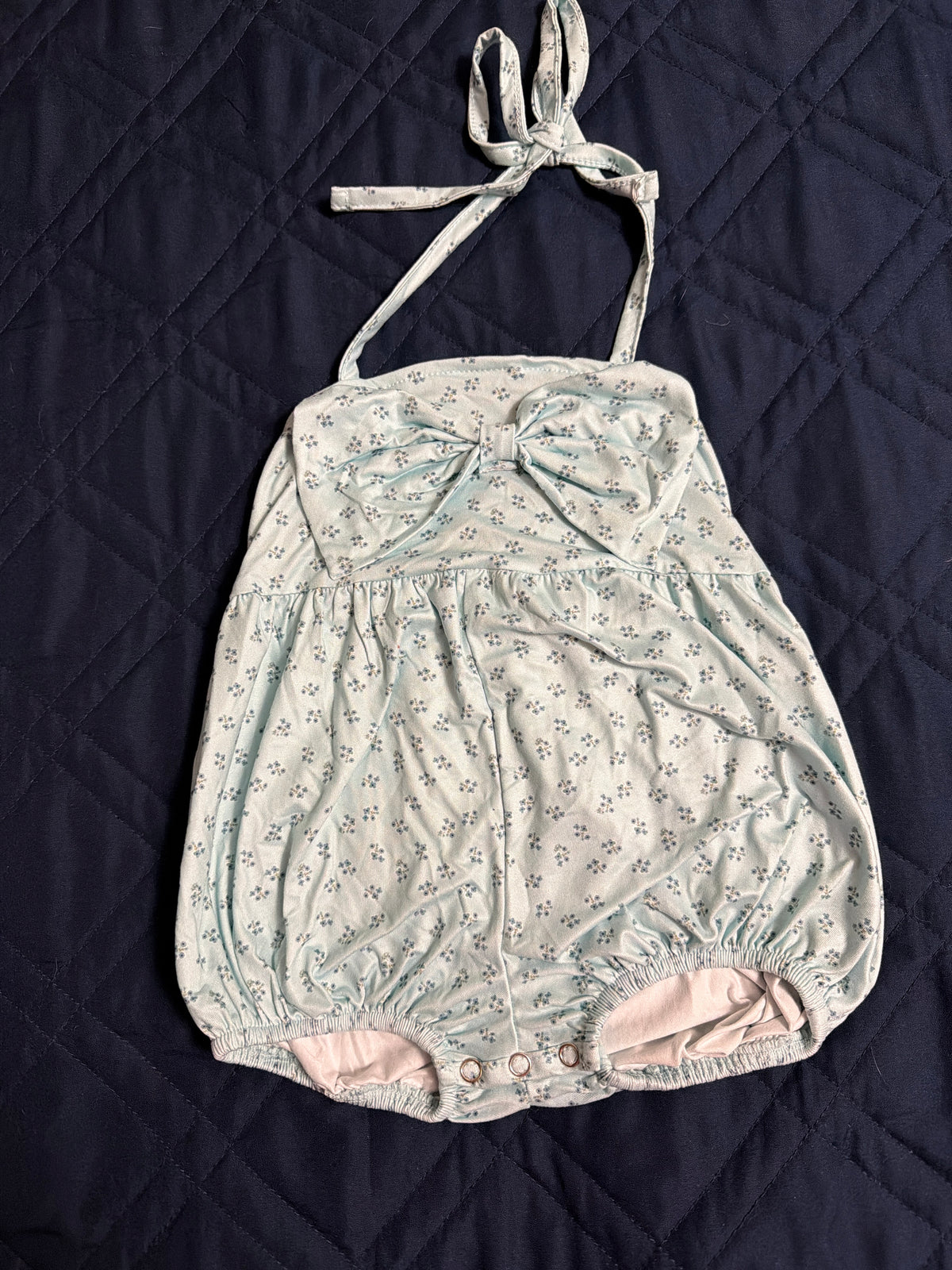 Dottie Bow Romper Blue