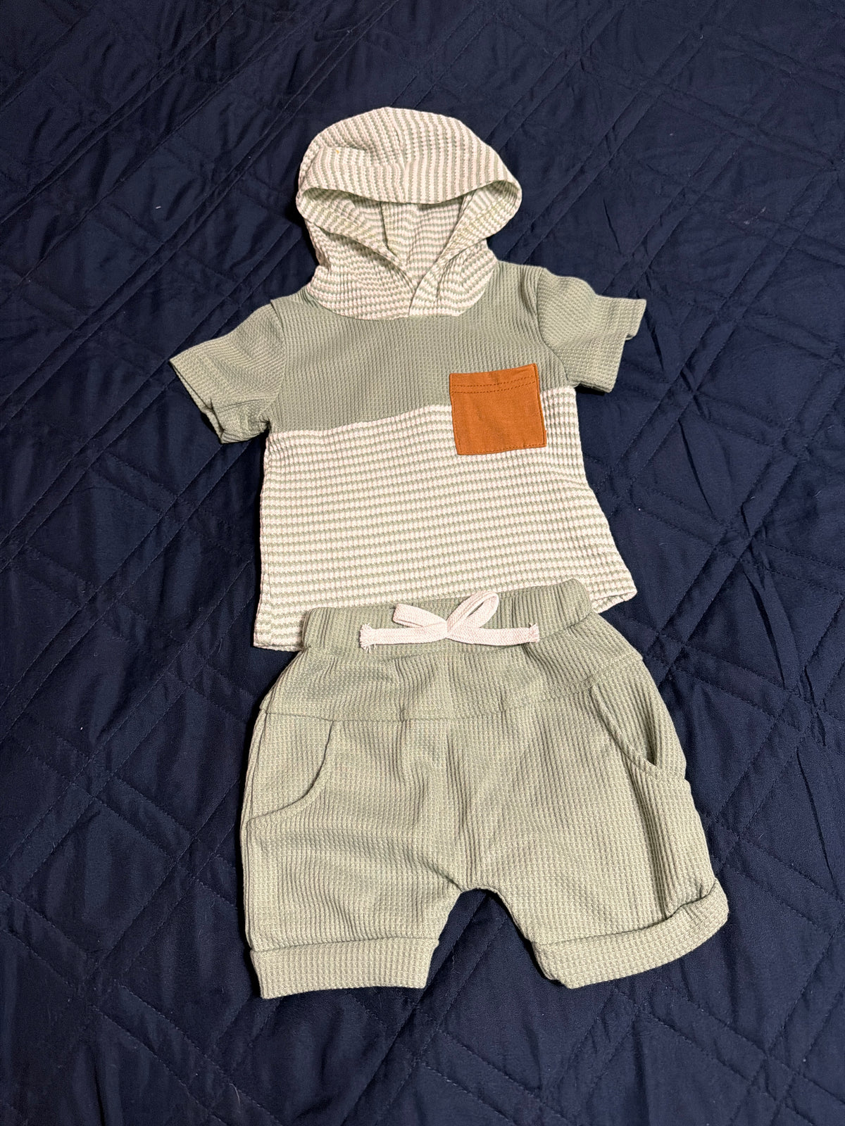 Green and white striped outfit