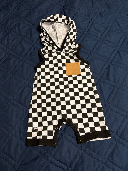 Black-and-white checkered short set