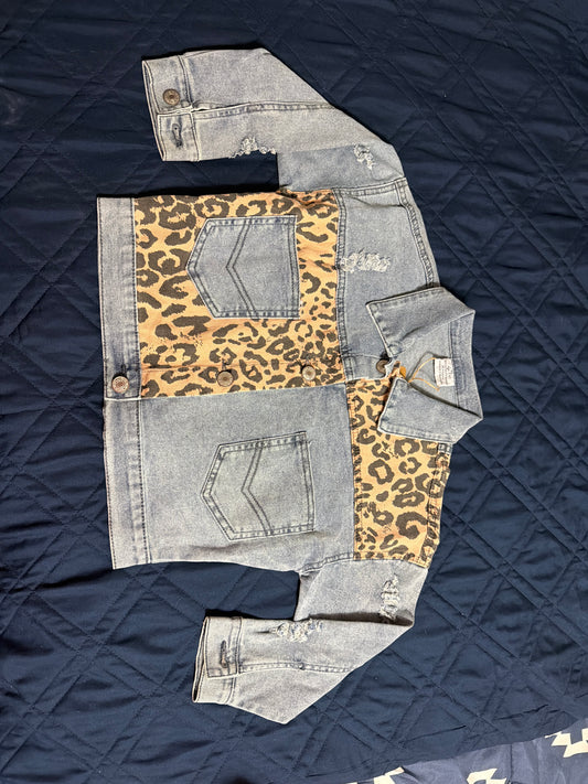 Leopard print denim jacket