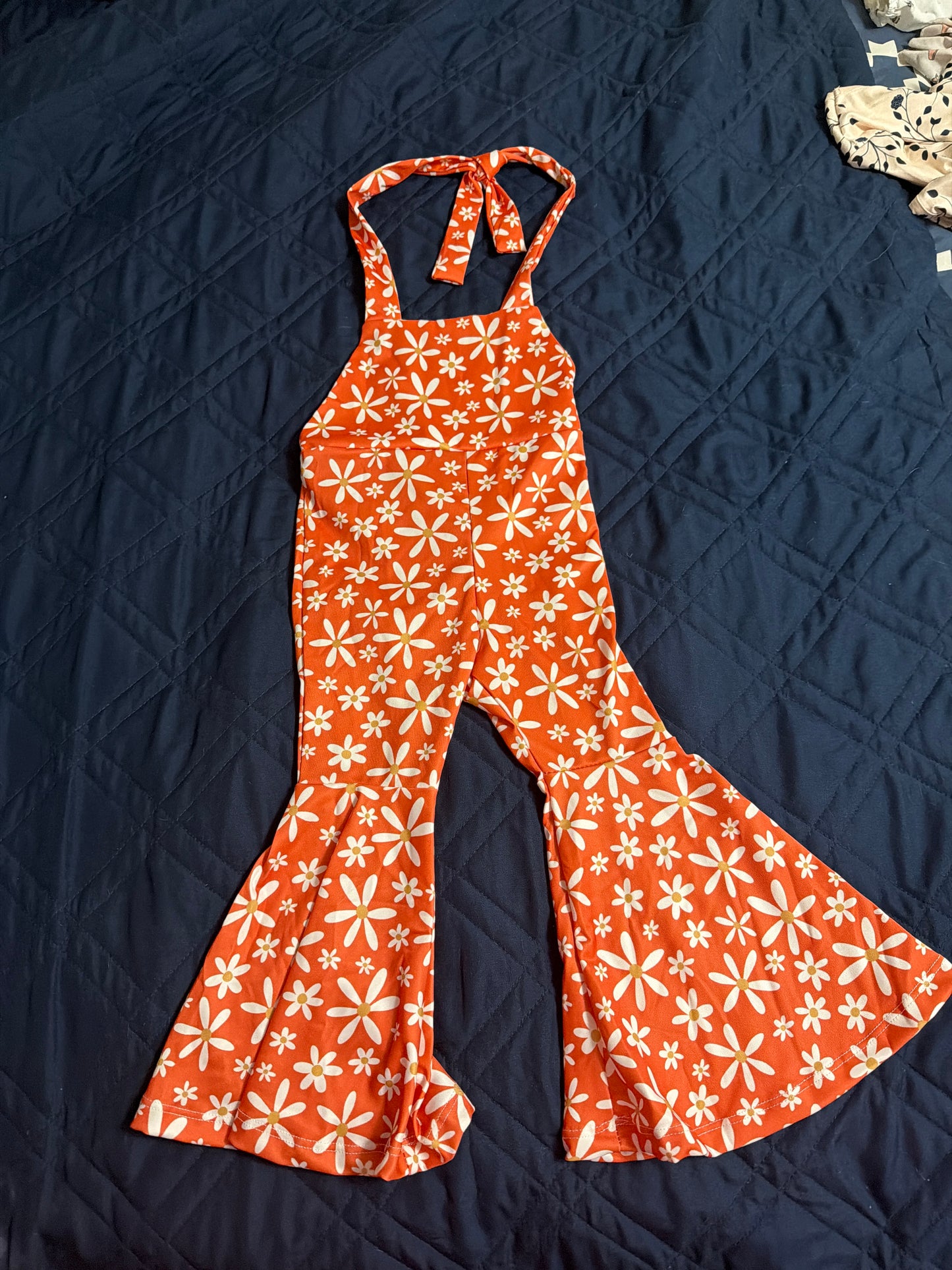 Orange Daisy Bell jumpsuit