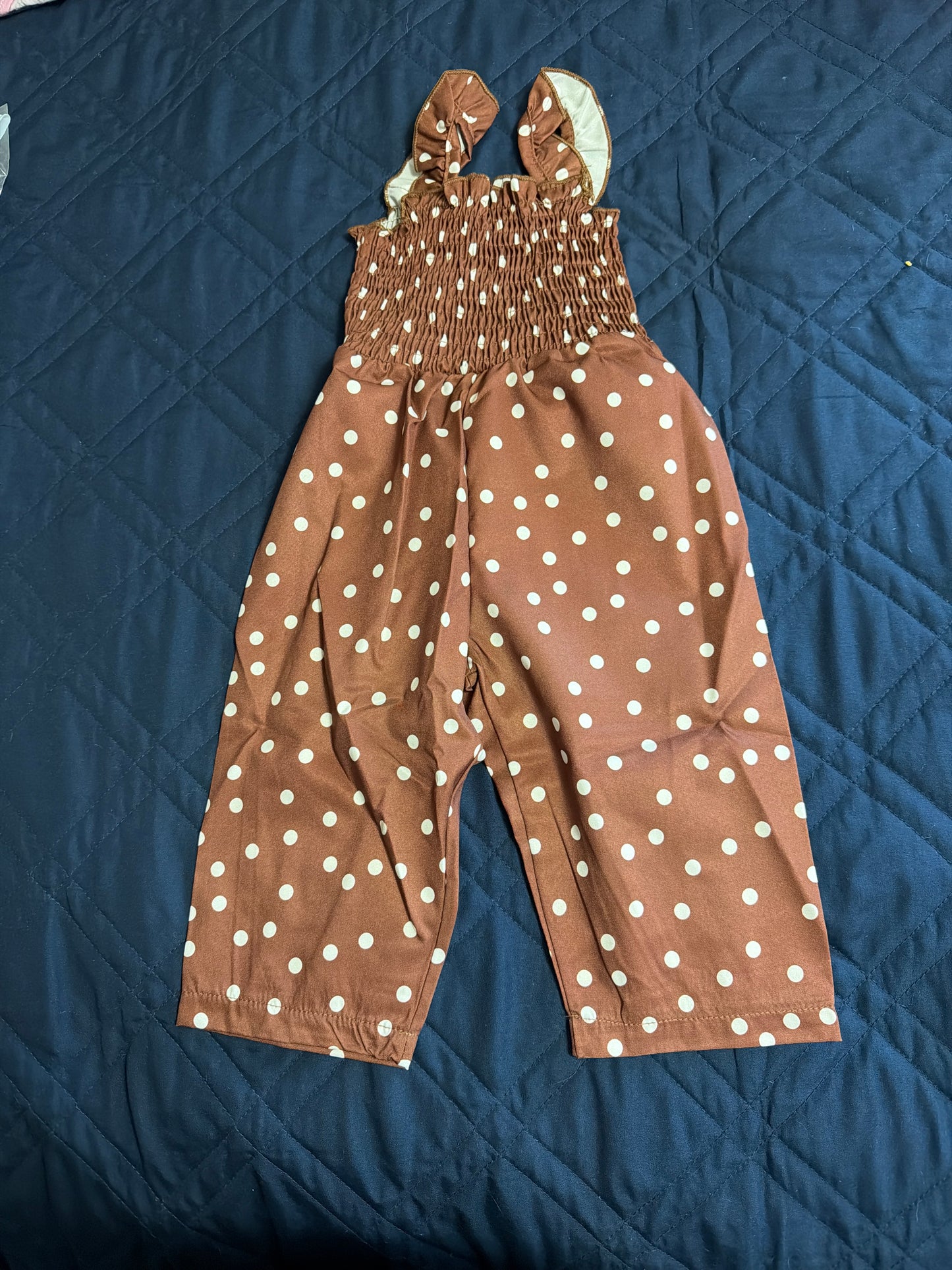 Brown polkadot romper