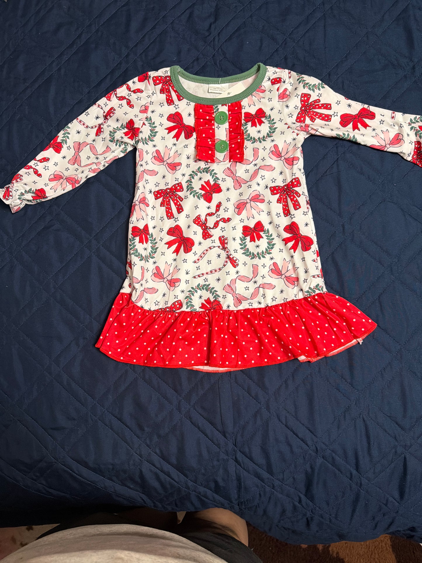 Pink and red Christmas bow dress
