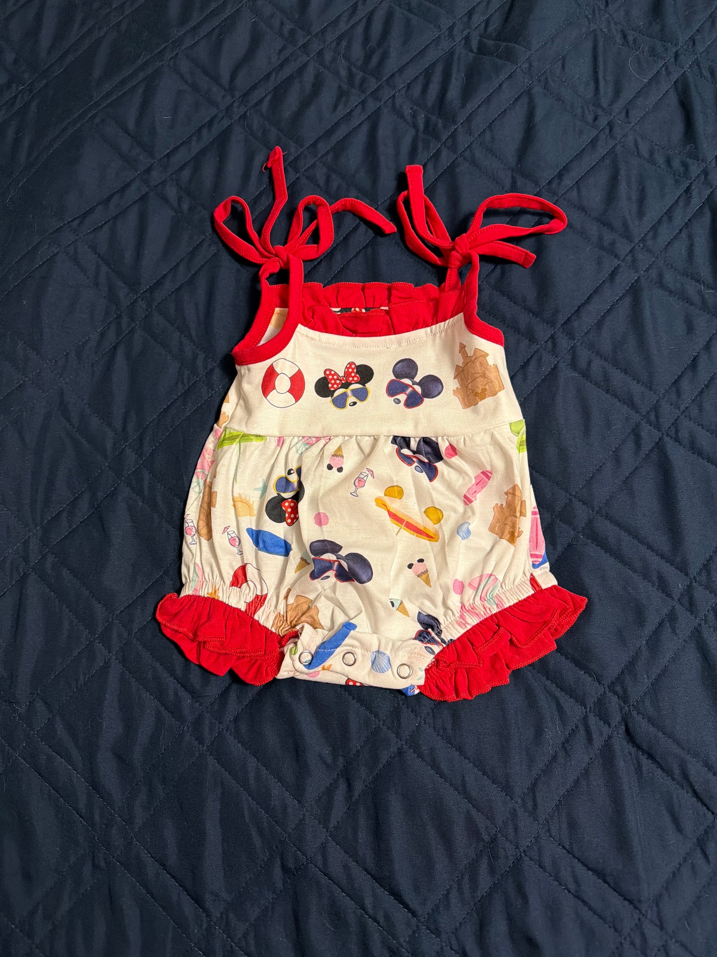 Red accent Disney romper